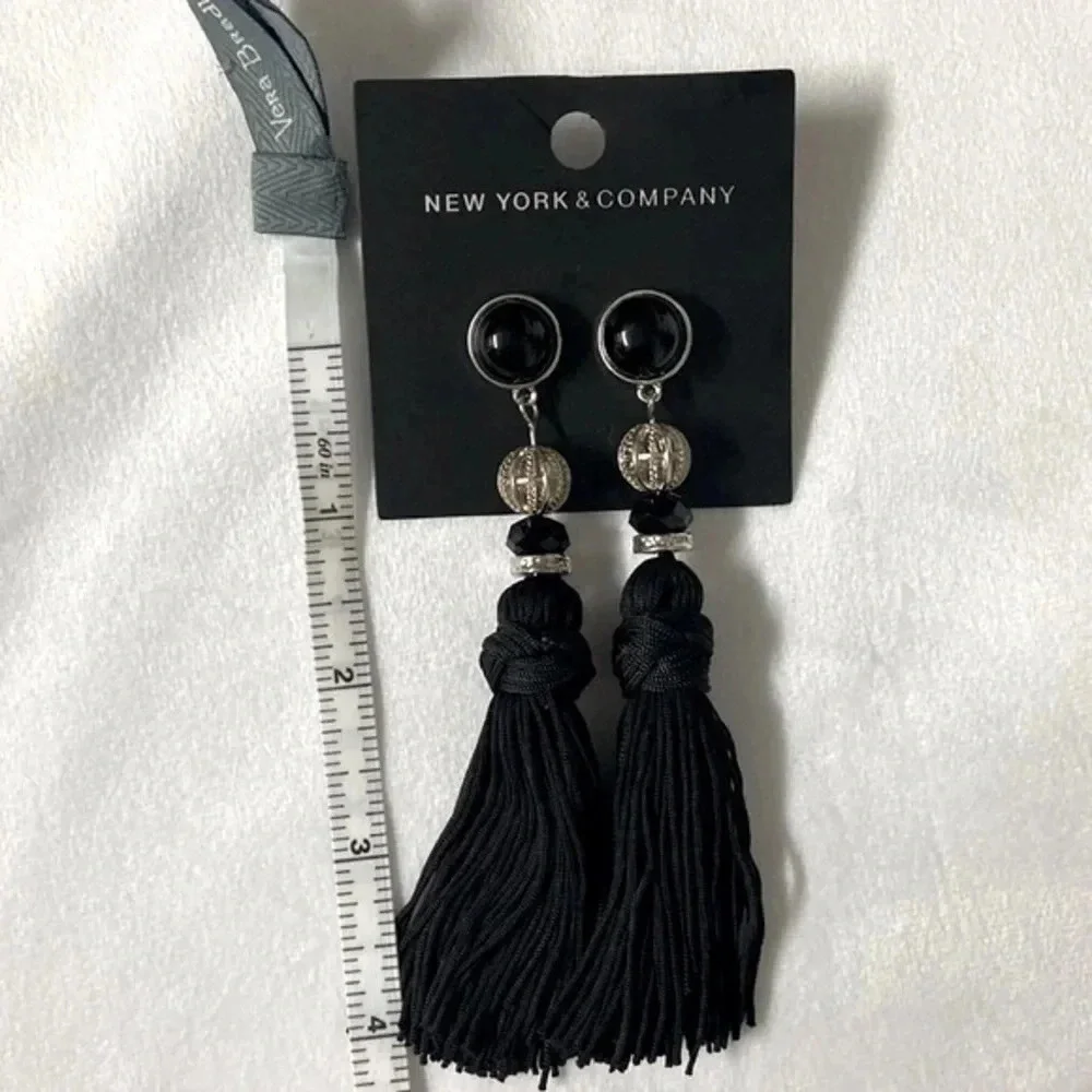 New black tassel earrings New York & Company black knot stud‎ earrings